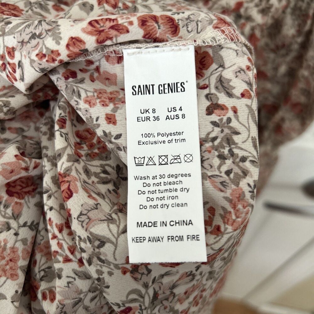 Romantic Cottagecore ASOS SAINT GENIES HOOK & EYE FLORAL ROSE MINI DRESS SIZE 4 - Picture 8 of 16